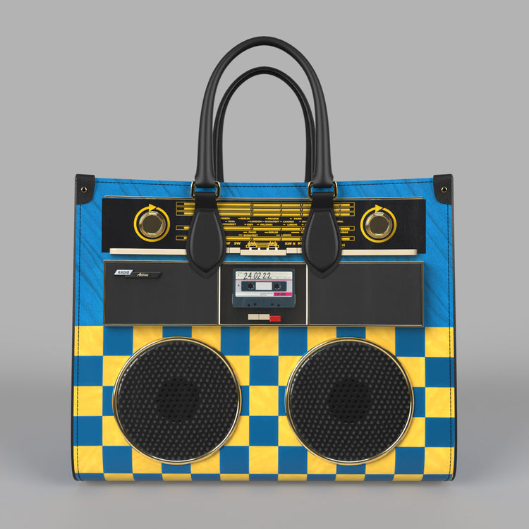 RADIO ACTIVE LEATHER SHOPPER BAG