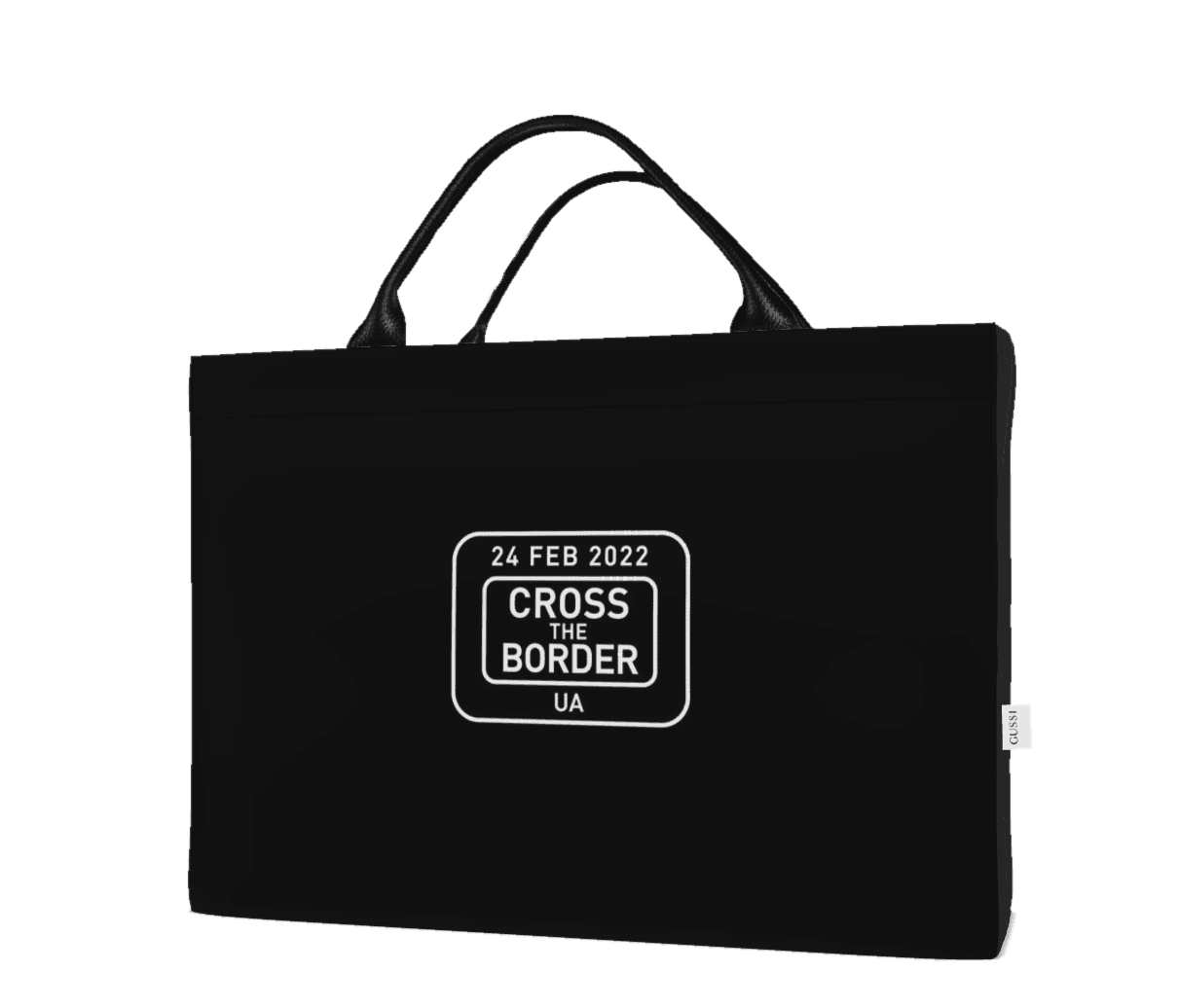 GUSSI Carryall Tote, detail of the leather-trimmed handles