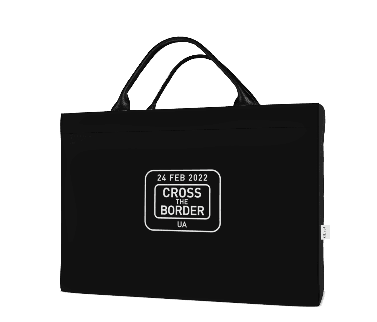 GUSSI Carryall Tote, detail of the leather-trimmed handles
