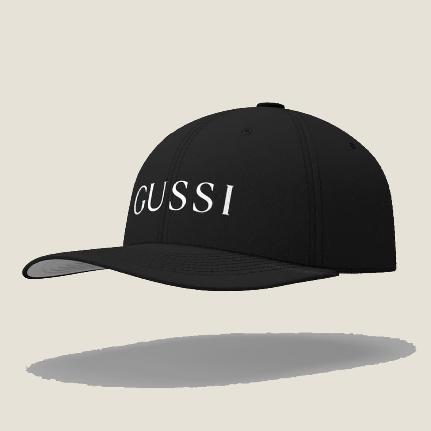 GUSSI cap in black with embroidered wordmark