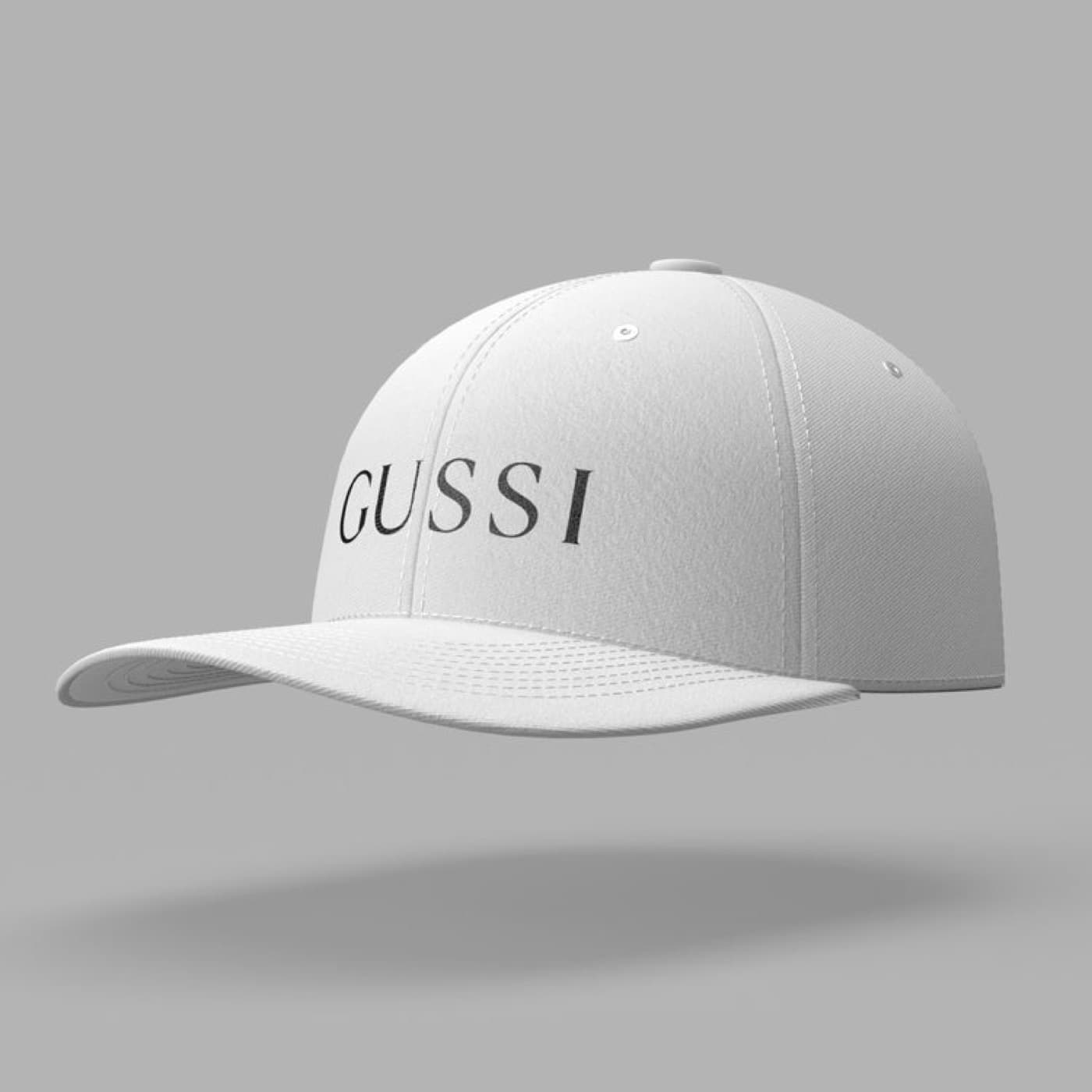 GUSSI cap in white with embroidered wordmark