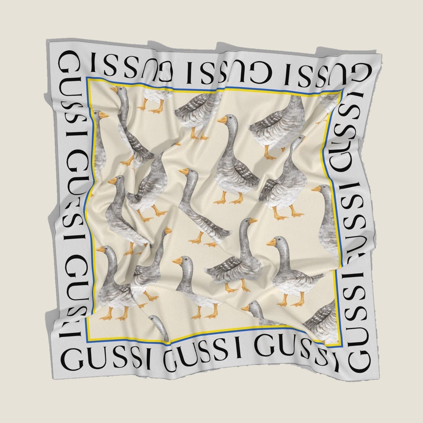 GUSSI Oversized Silk Scarf worn over the shoulders
