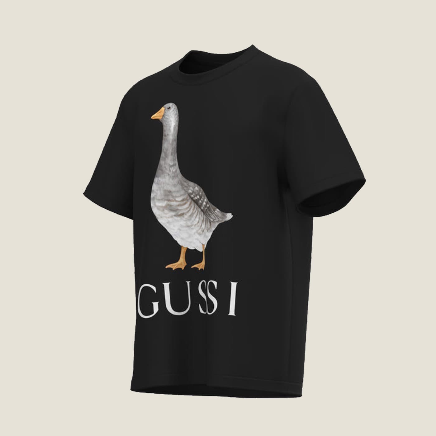 GUSSI black oversized t-shirt with goose print