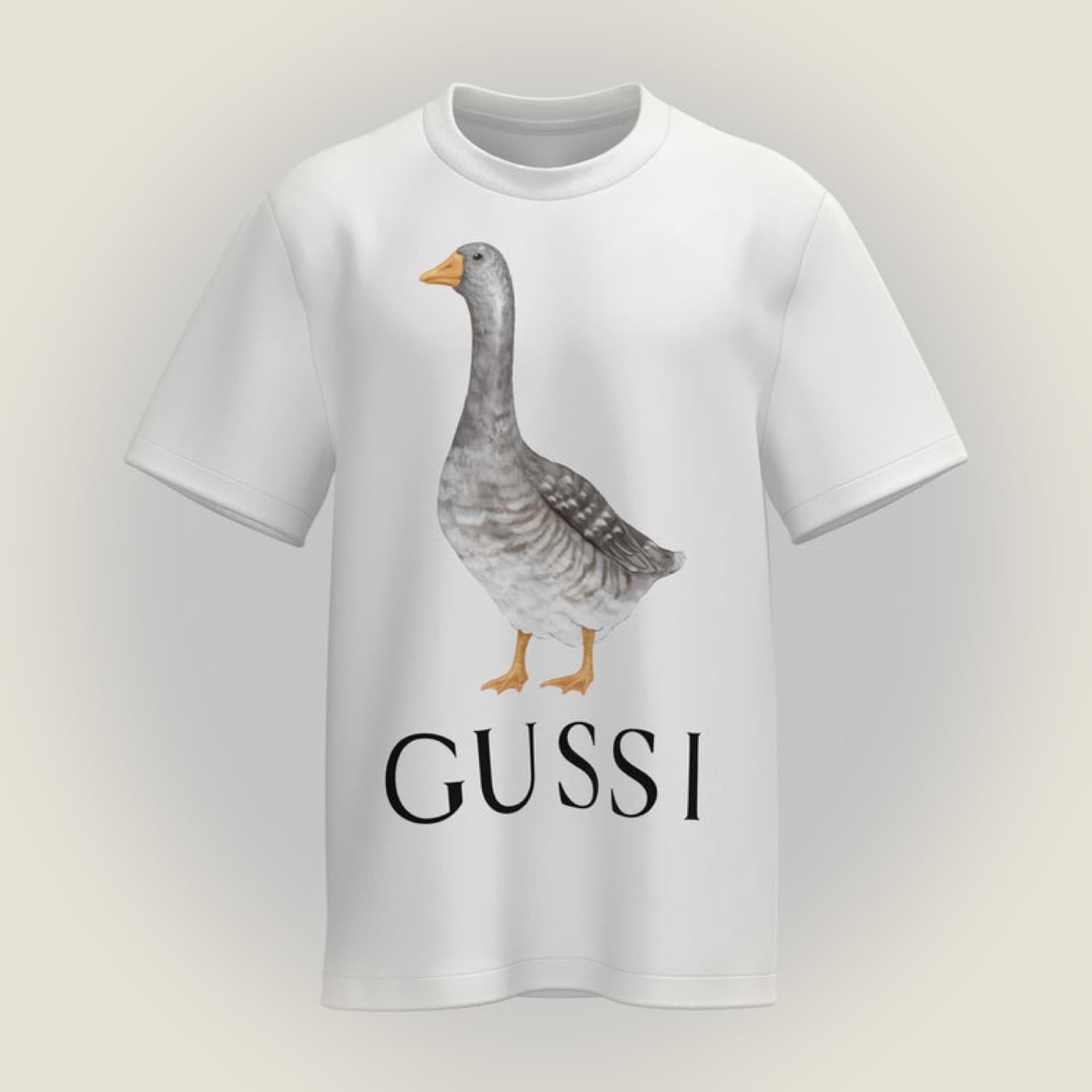 GUSSI white oversized t-shirt with goose print