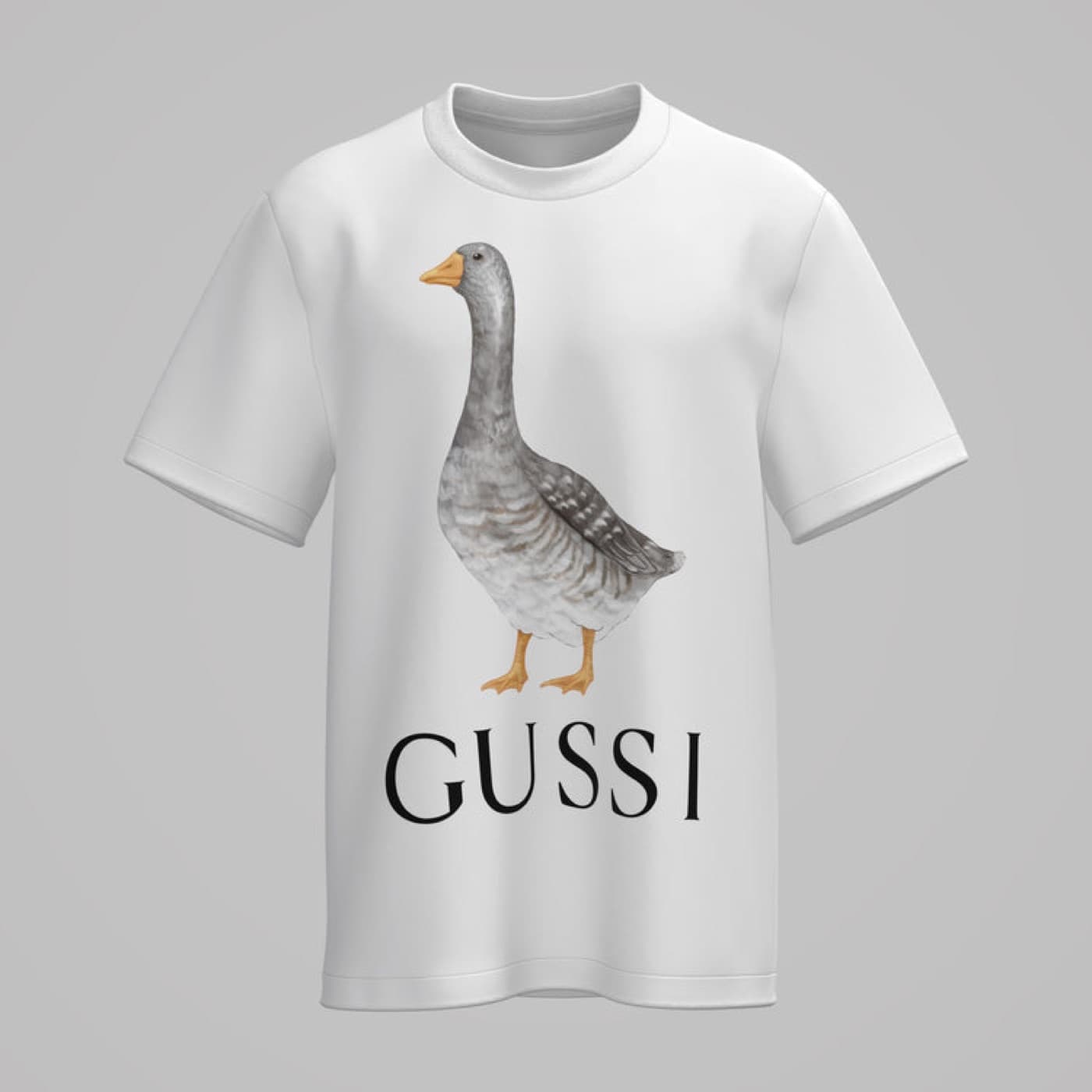 GUSSI white oversized t-shirt with goose print