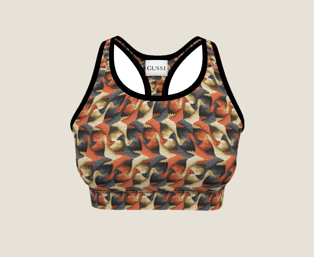 GUSSI printed sports bra, front