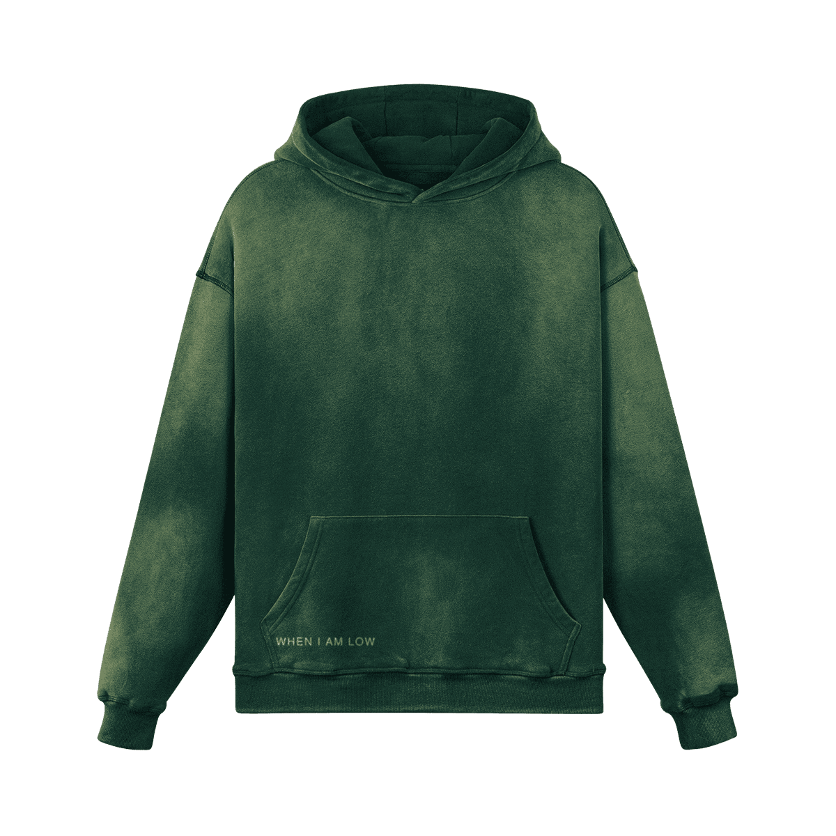 GUSSI When I’m Low heavyweight hoodie in mineral green, 400gsm sun-faded fleece
