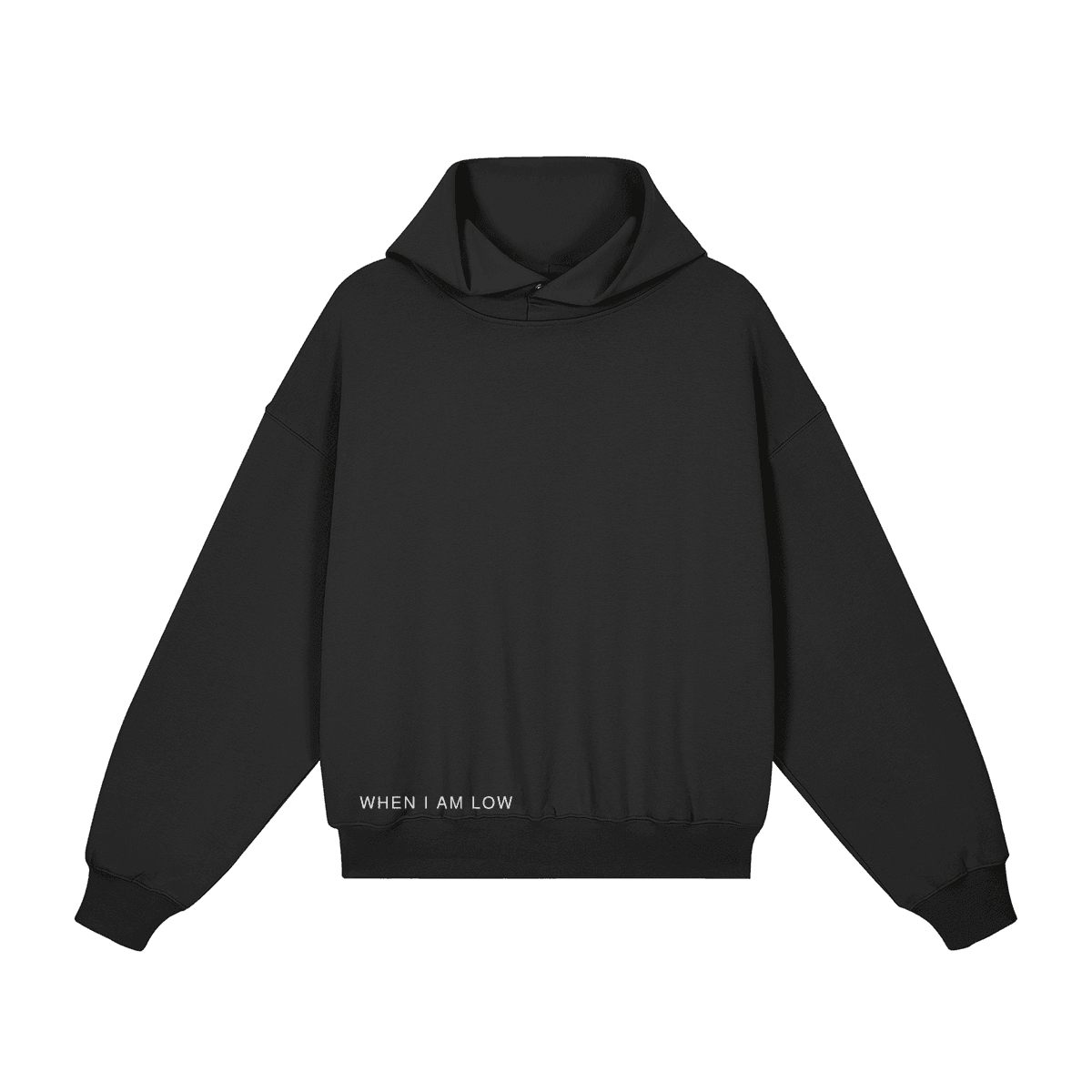 GUSSI When I’m Low hoodie in black, oversized 380gsm brushed fleece