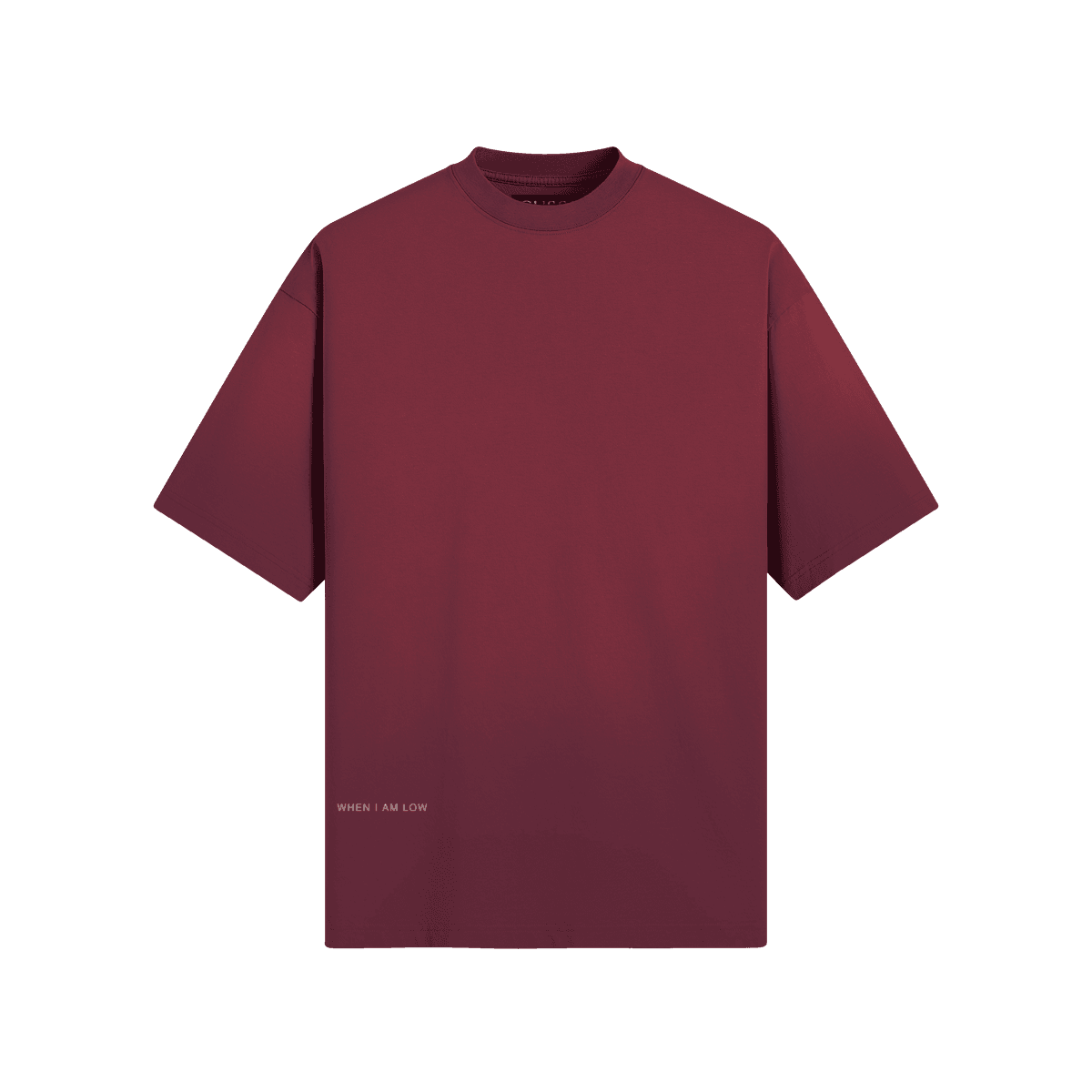 GUSSI When I’m Low tee in burgundy, boxy 260gsm sun-faded cotton