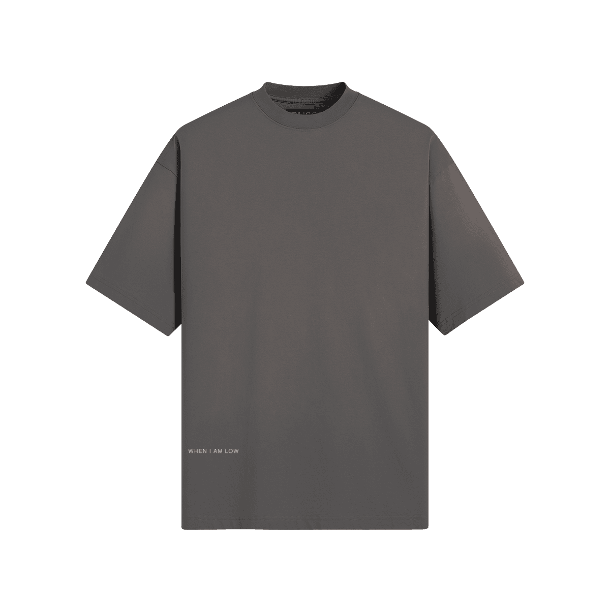 GUSSI When I’m Low tee in smoky gray, boxy 260gsm sun-faded cotton